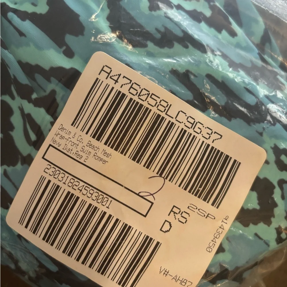 Denim & Co Beach Wrap front Swim Romper Sz 2